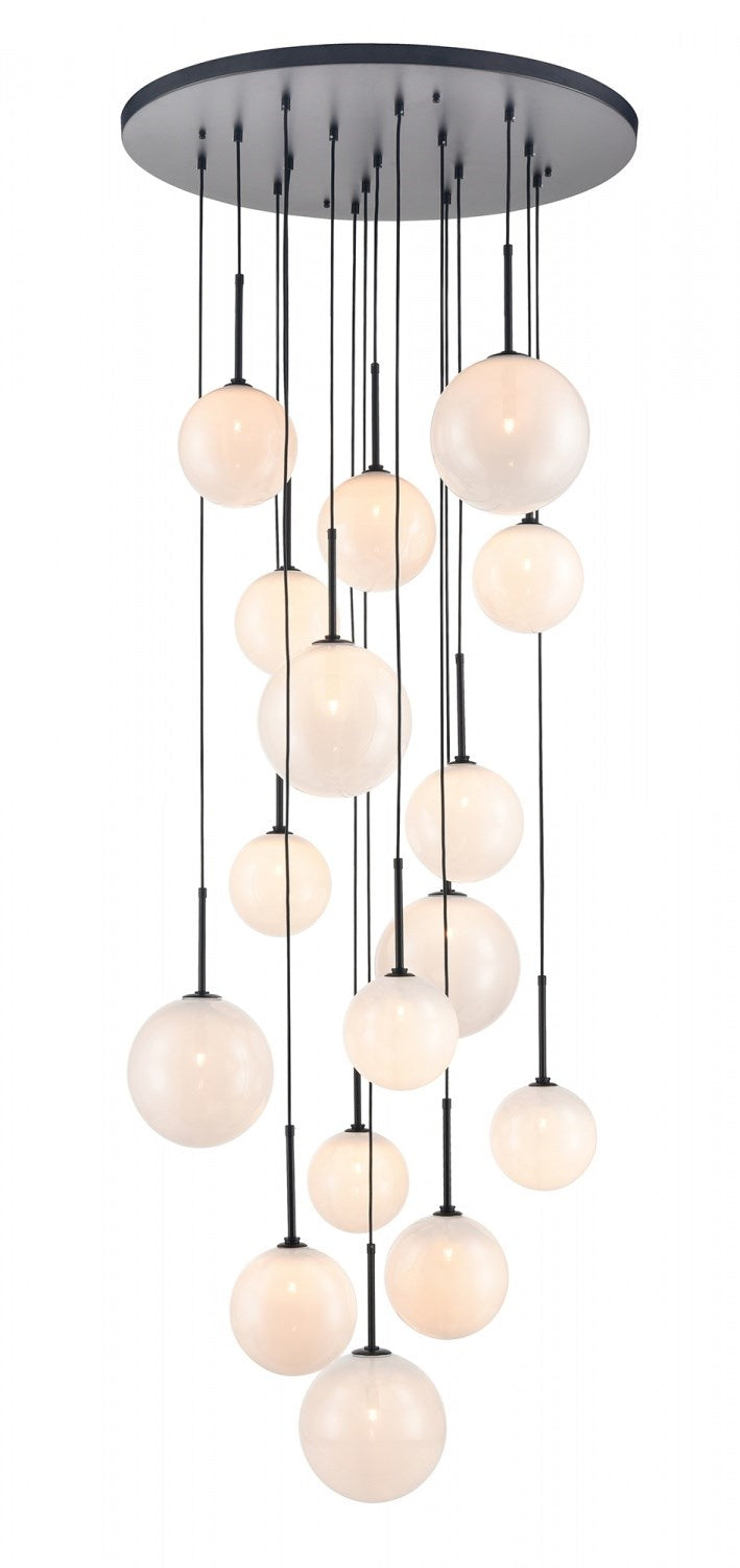 16 Light Multi Pendant In Black With Clear Glass
