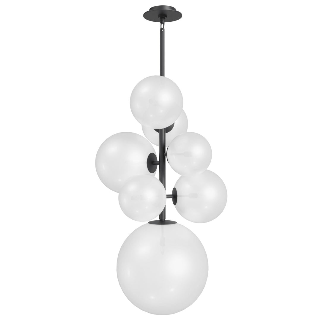 40" Pendant In Black With White Glass