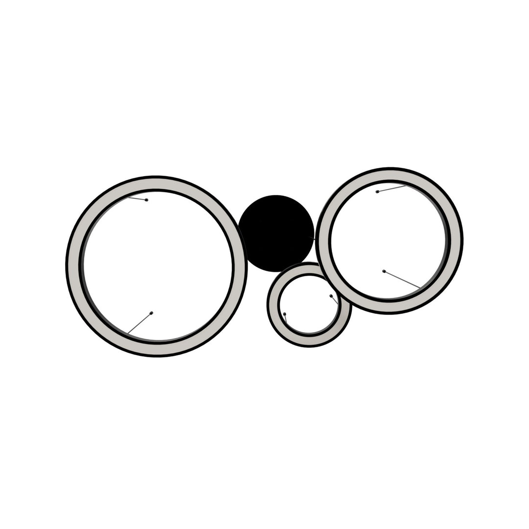 59" Led 3 Ring Multi Pendant In Polished Black Gunmetal Chrome by Avenue Lighting