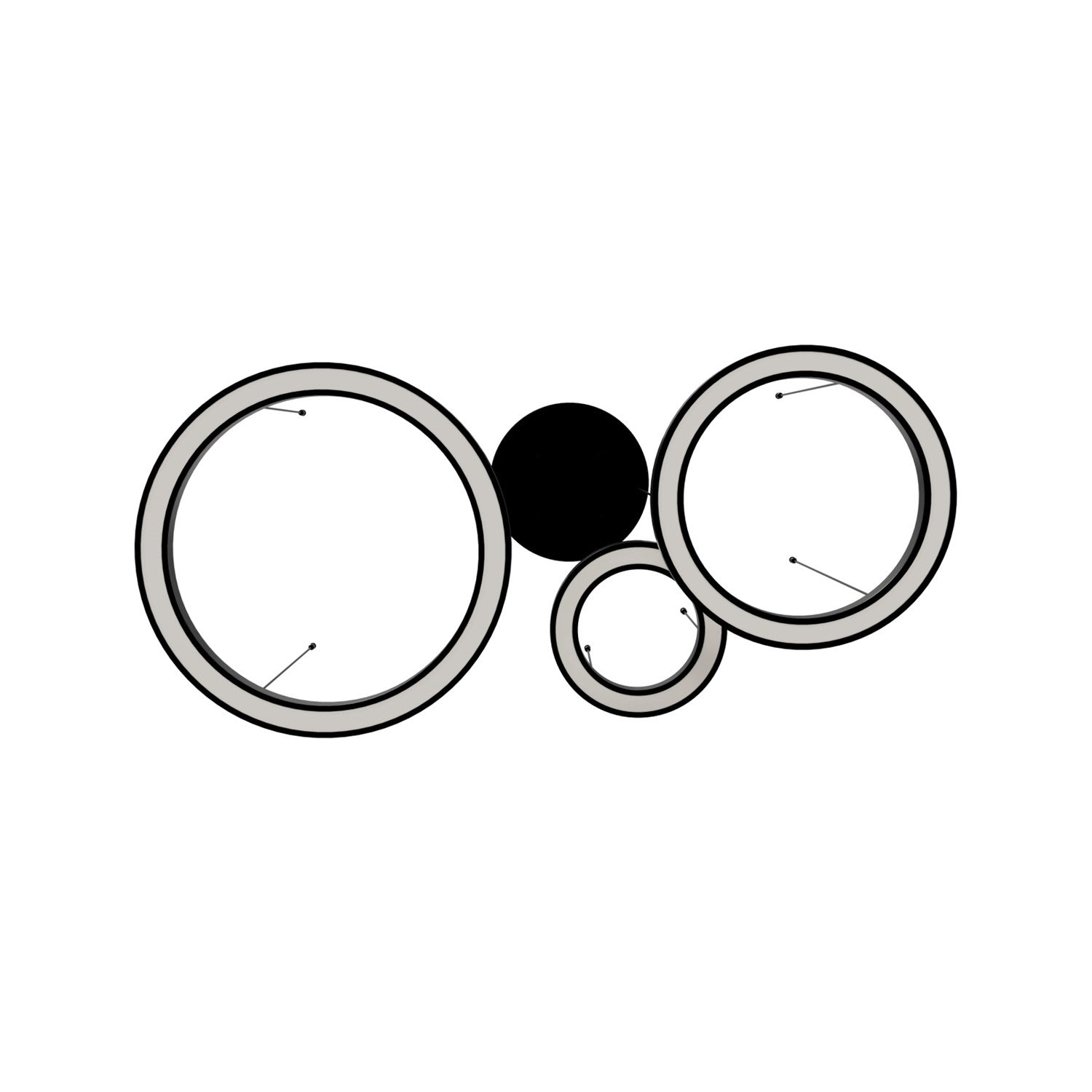 59" Led 3 Ring Multi Pendant In Polished Black Gunmetal Chrome