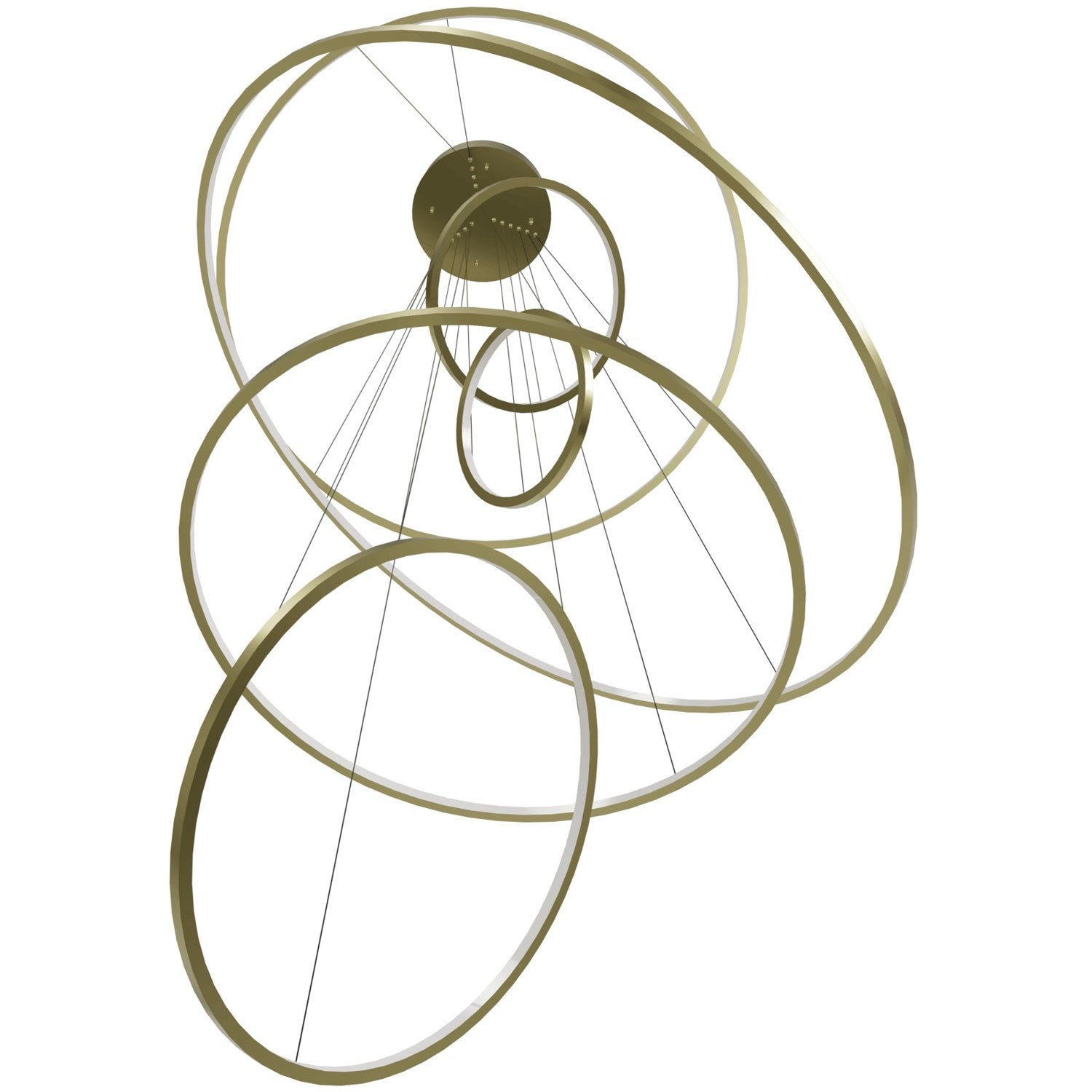 48" Led 6 Ring Multi Pendant In Polished Brass