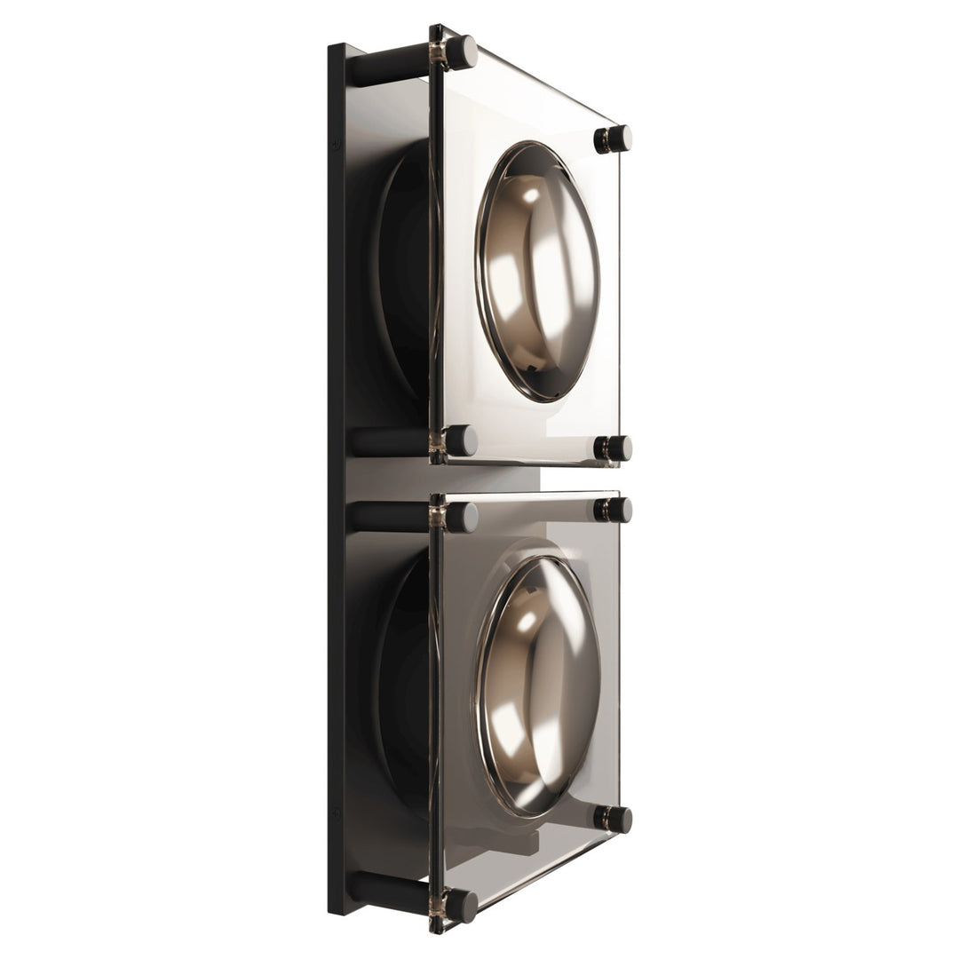 17" Wall Sconce In Matte Black With Amber Glass Lens