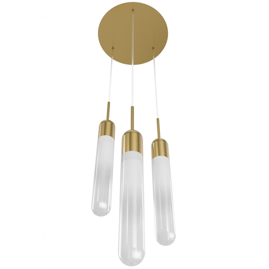 3 Light Pendant In Aged Brass