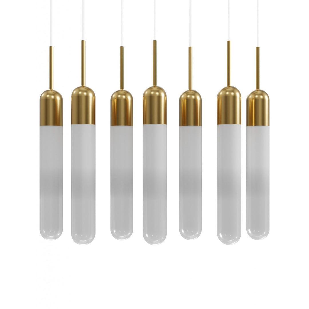 7 Light Pendant In Aged Brass