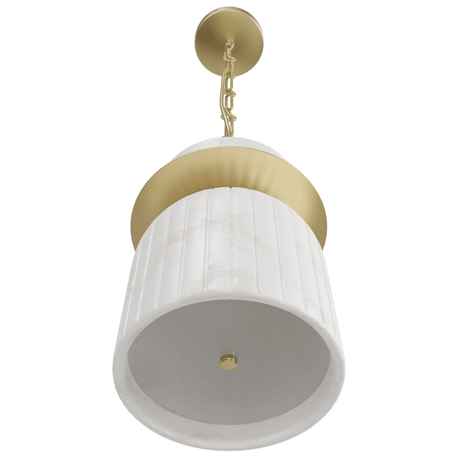 10" Led Pendant In Alabaster With Brushed Brass Accents