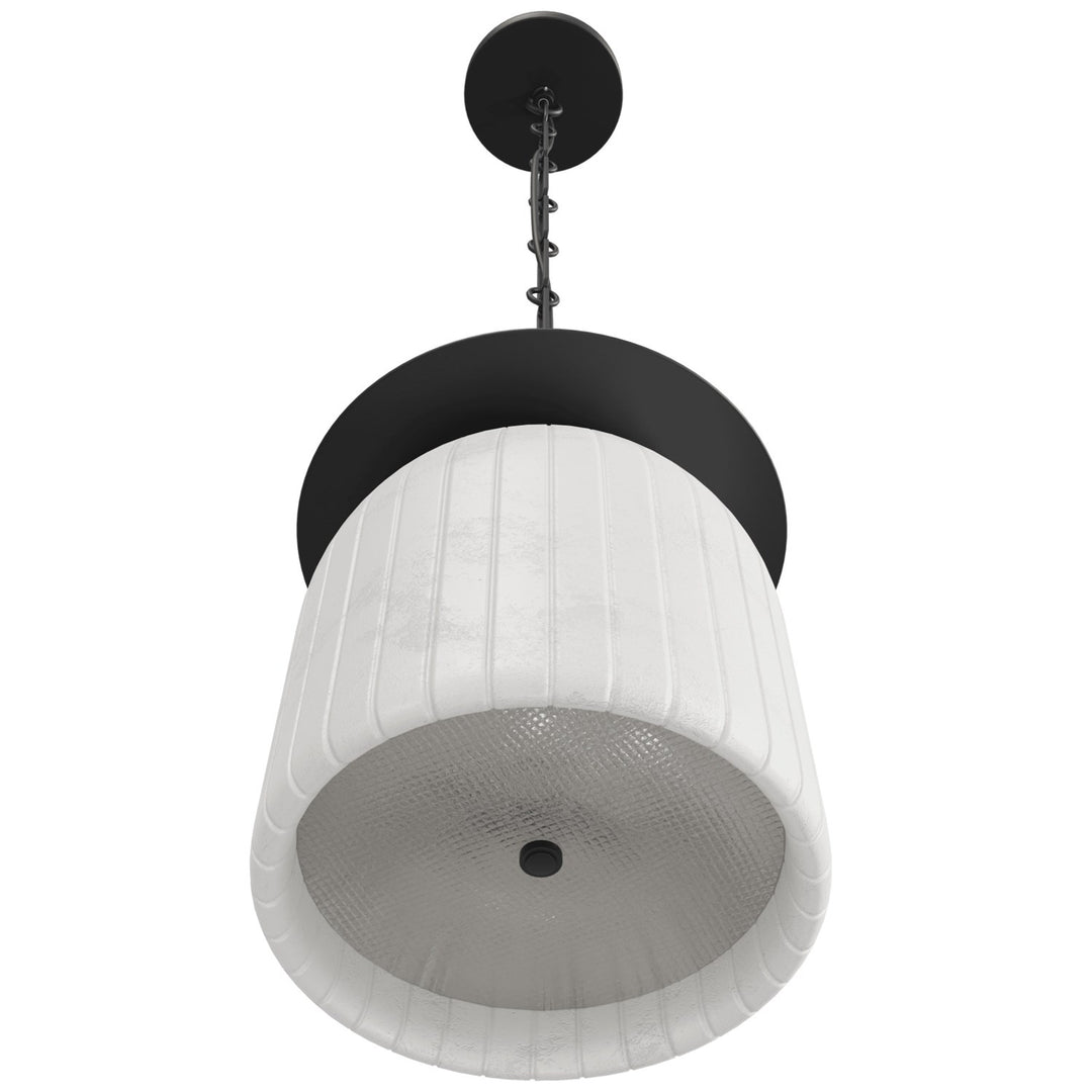 11" Led Pendant In Alabaster With Black Accents