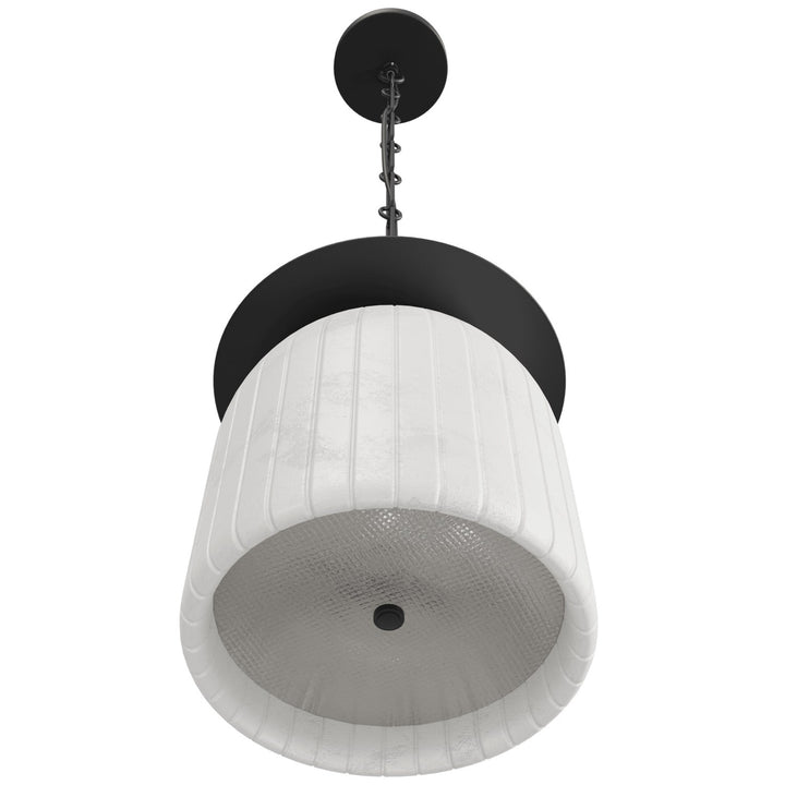 11" Led Pendant In Alabaster With Black Accents