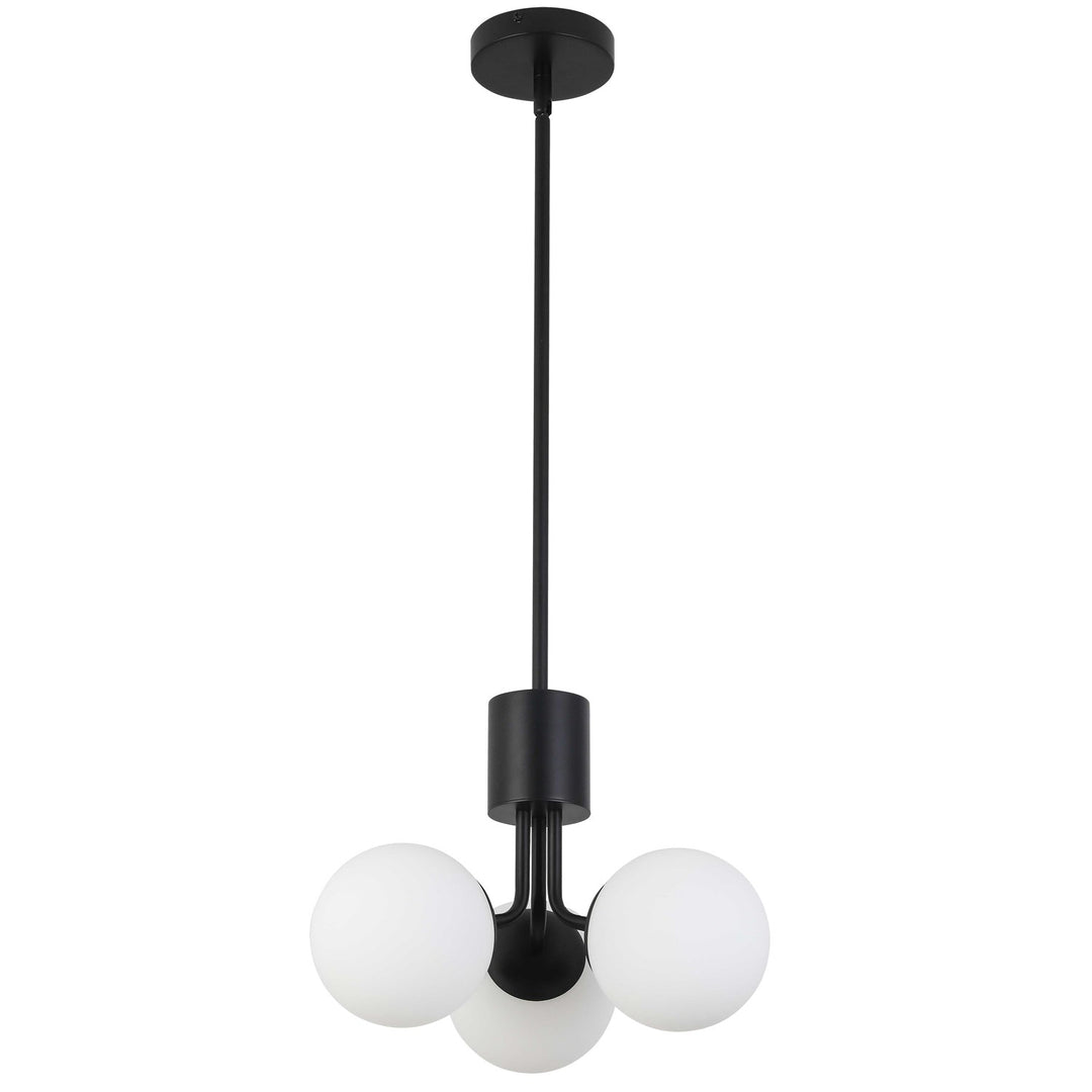 3 Light Halogen Pendant Matte Black With White Opal Glass by Dainolite