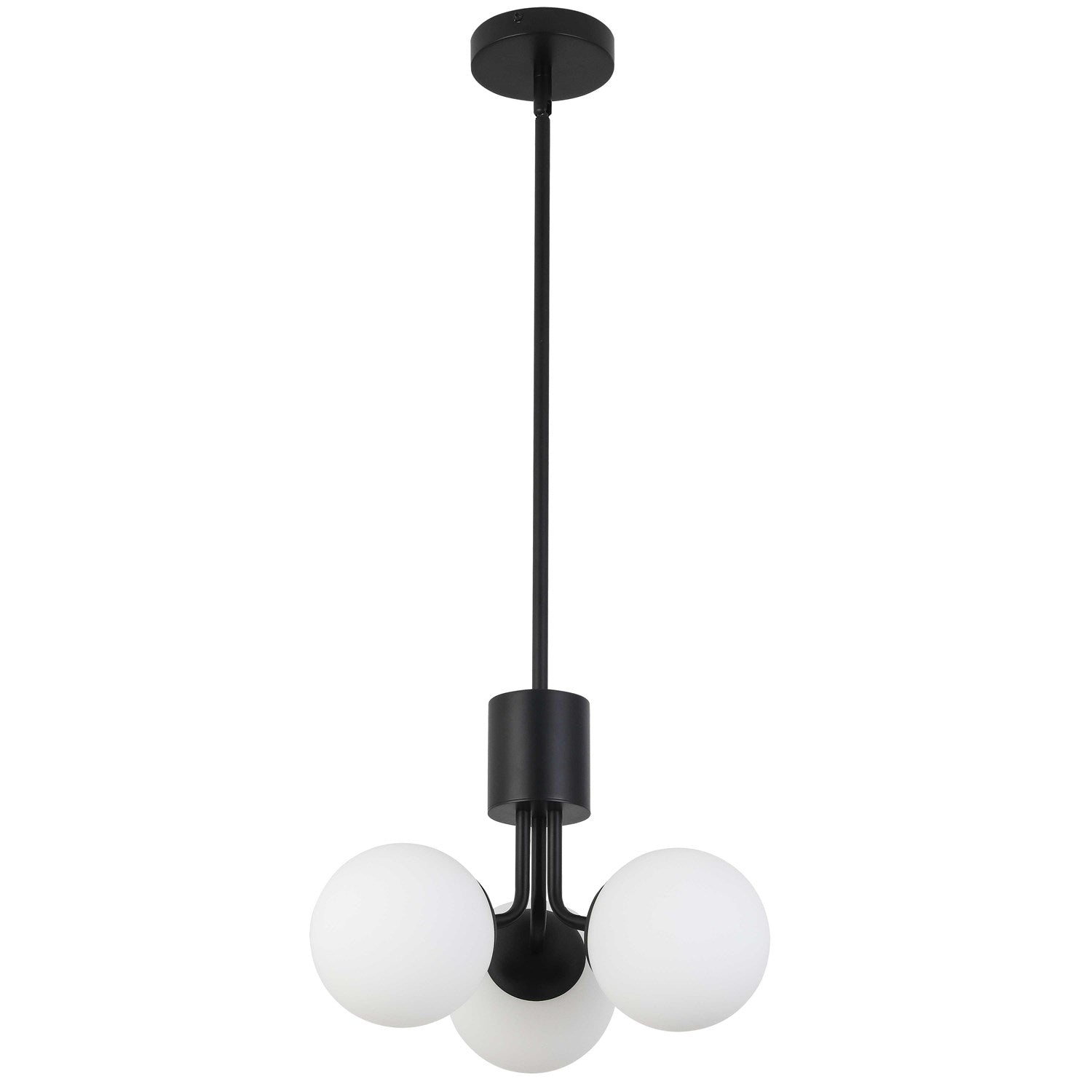 3 Light Halogen Pendant Matte Black With White Opal Glass by Dainolite