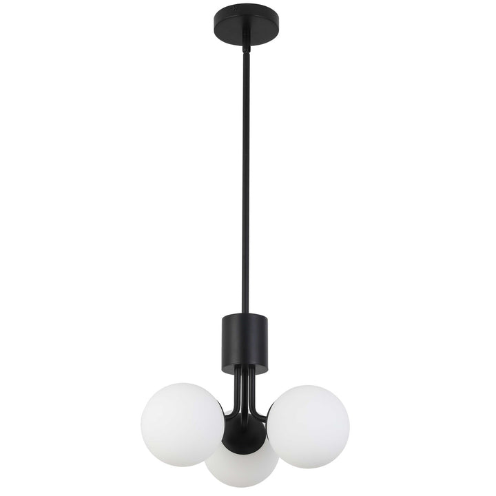 3 Light Halogen Pendant Matte Black With White Opal Glass by Dainolite