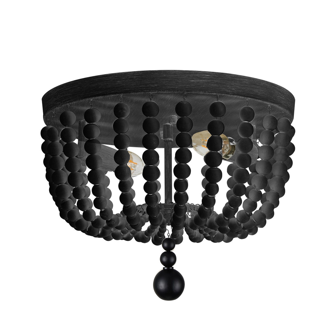2 Light Matte Black Beaded Flush Mount by Dainolite
