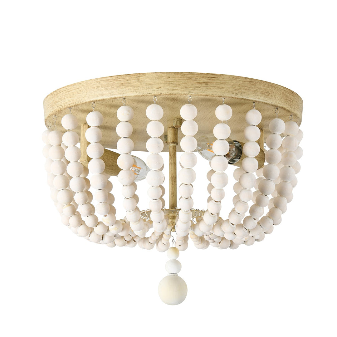 2 Light Vintage White Beaded Flush Mount by Dainolite
