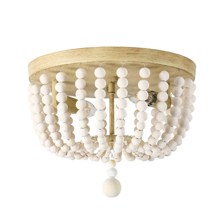2 Light Vintage White Beaded Flush Mount by Dainolite