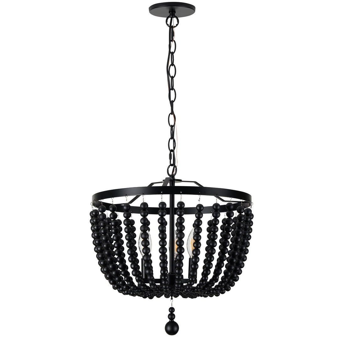 3 Light Matte Black Beaded Pendant by Dainolite