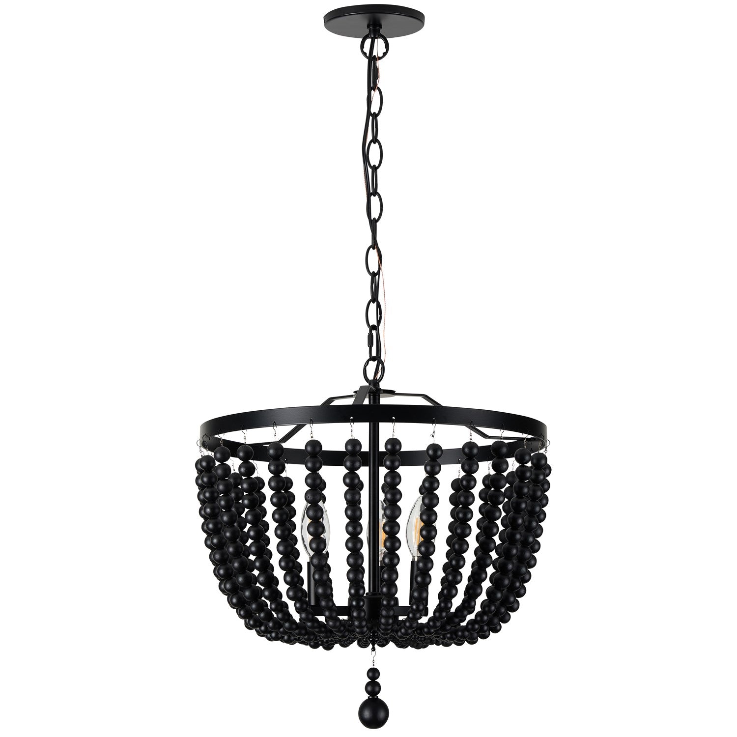 3 Light Matte Black Beaded Pendant by Dainolite