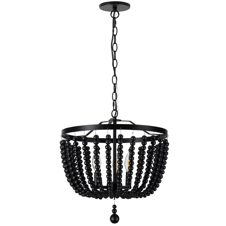3 Light Matte Black Beaded Pendant by Dainolite