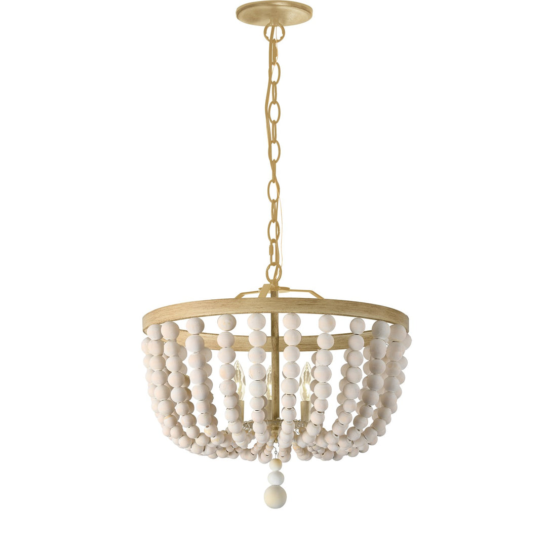 3 Light Vintage White Beaded Pendant by Dainolite