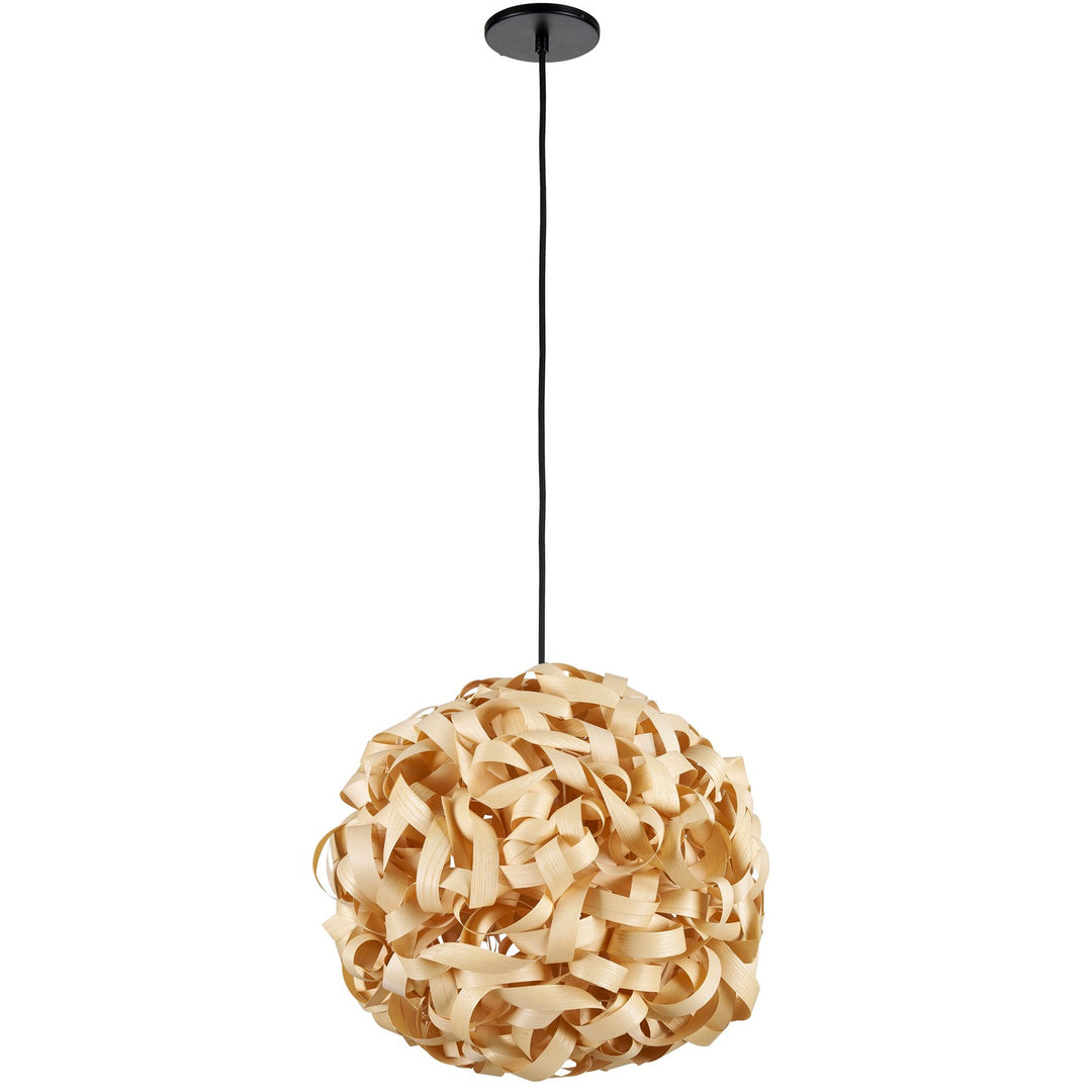 1 Light Incandescent Bamboo Pendant Matte Black by Dainolite
