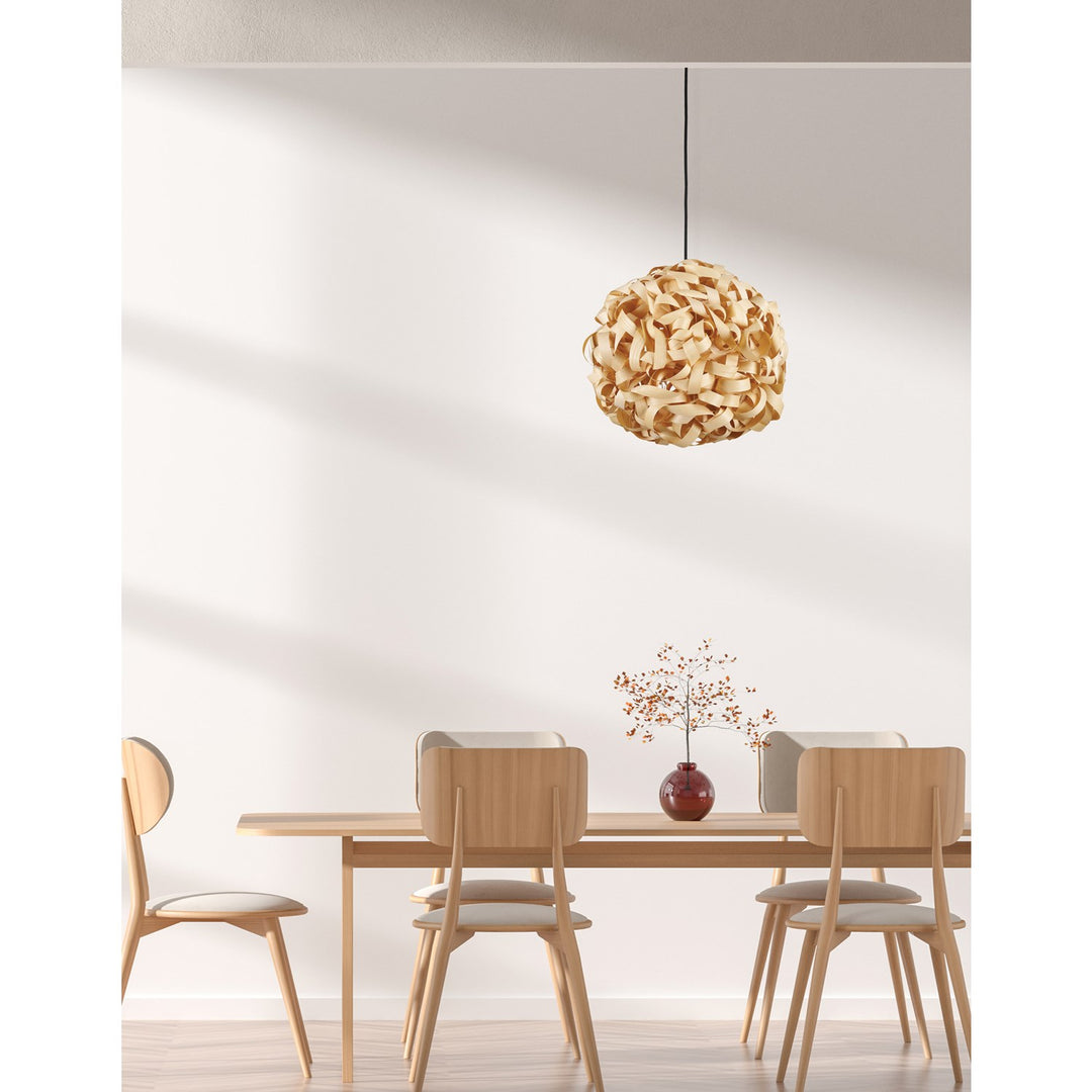 1 Light Incandescent Bamboo Pendant Matte Black