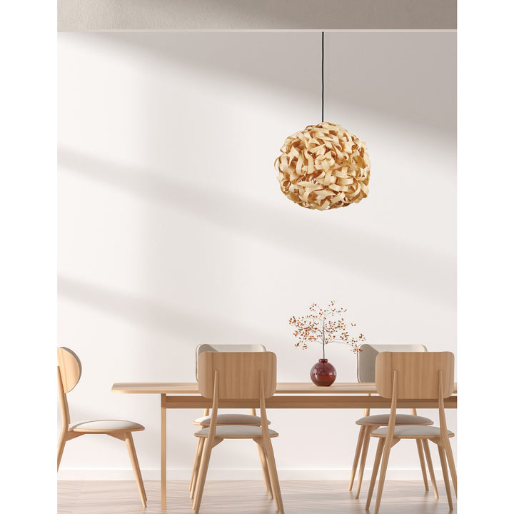 1 Light Incandescent Bamboo Pendant Matte Black