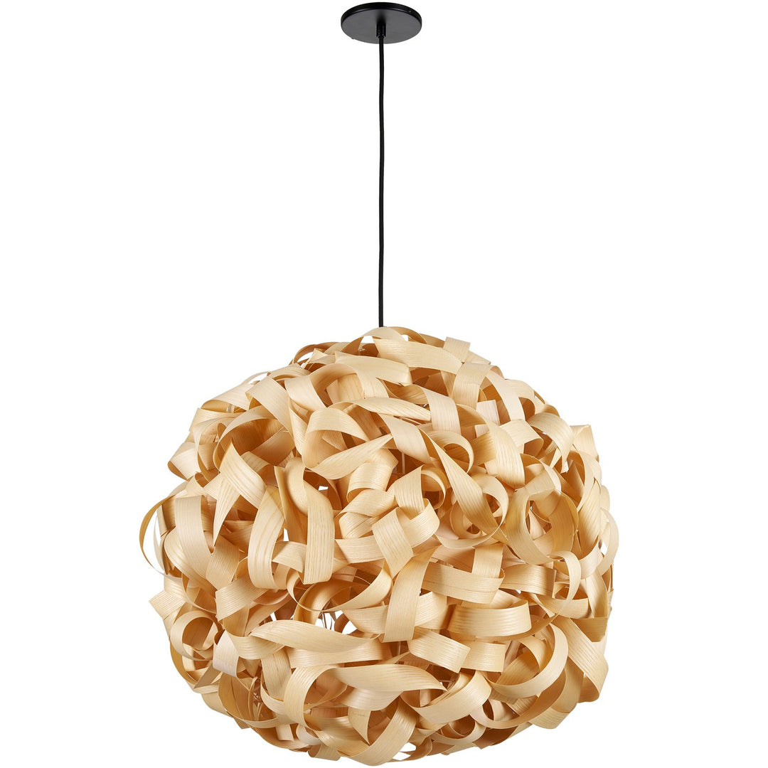 1 Light Incandescent Bamboo Pendant Matte Black by Dainolite