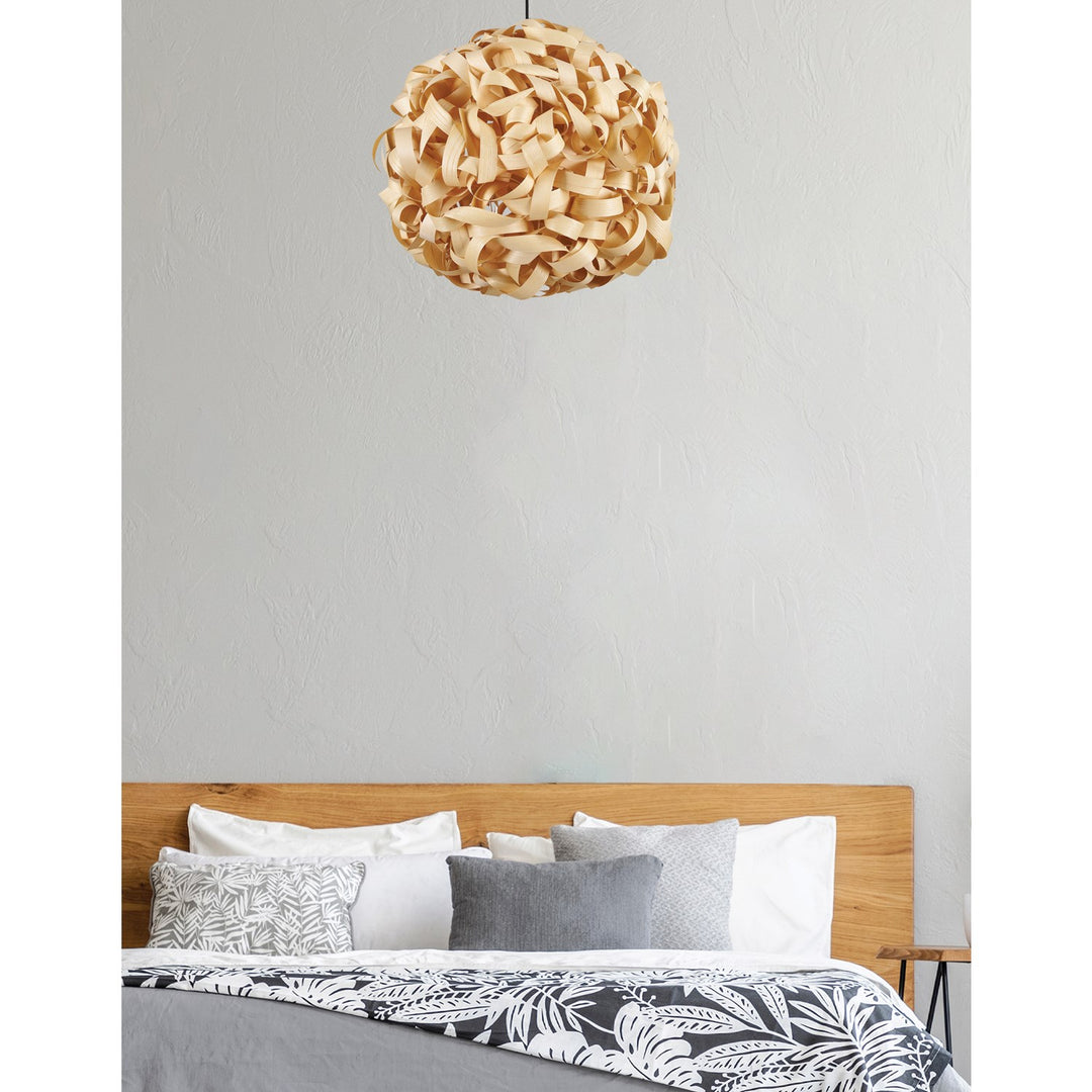1 Light Incandescent Bamboo Pendant Matte Black