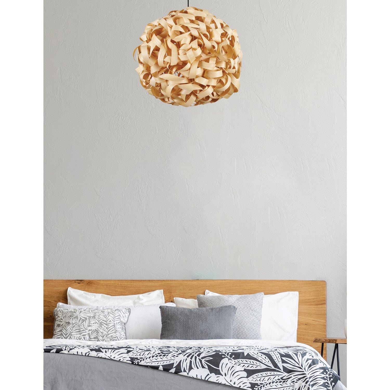 1 Light Incandescent Bamboo Pendant Matte Black