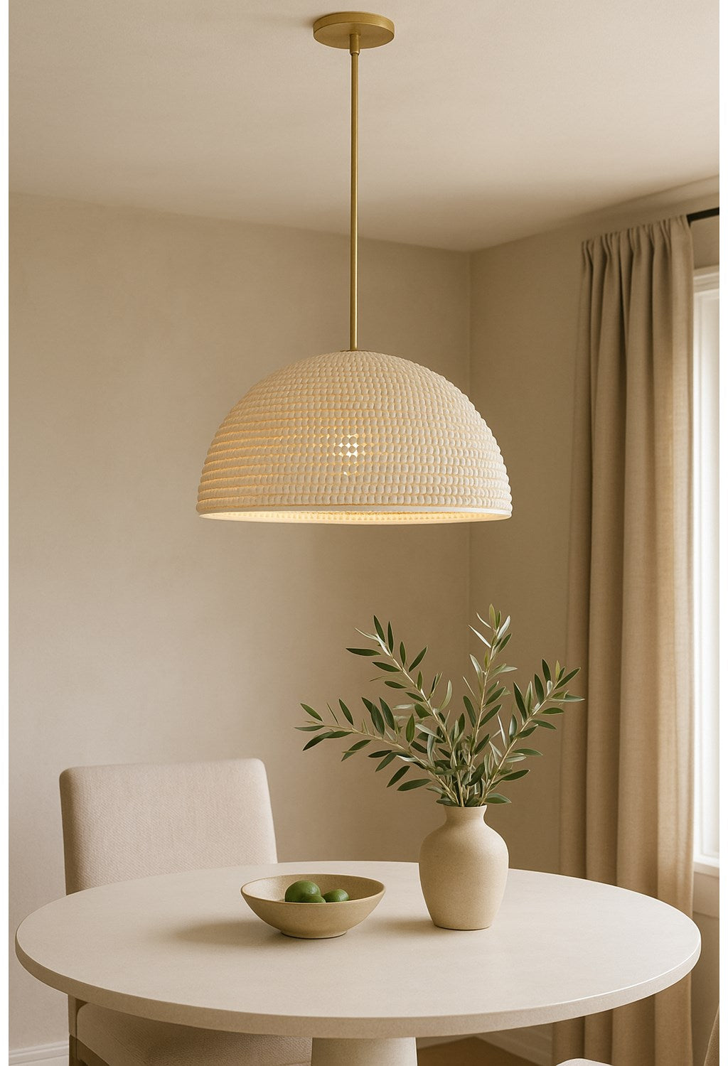 1 Light Incandescent Vintage White Pendant