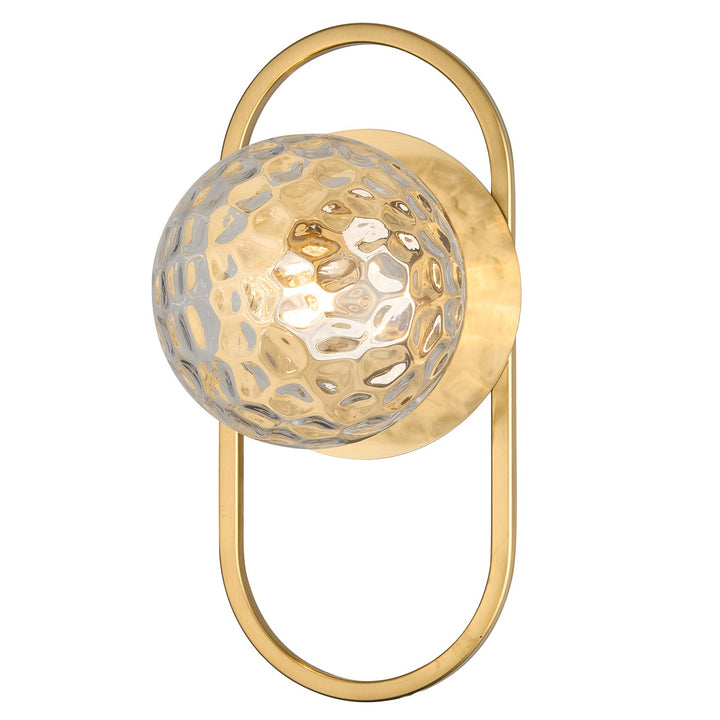 1 Light Aged Brass Wall Sconce W/ Clear Hammered Glass by Dainolite