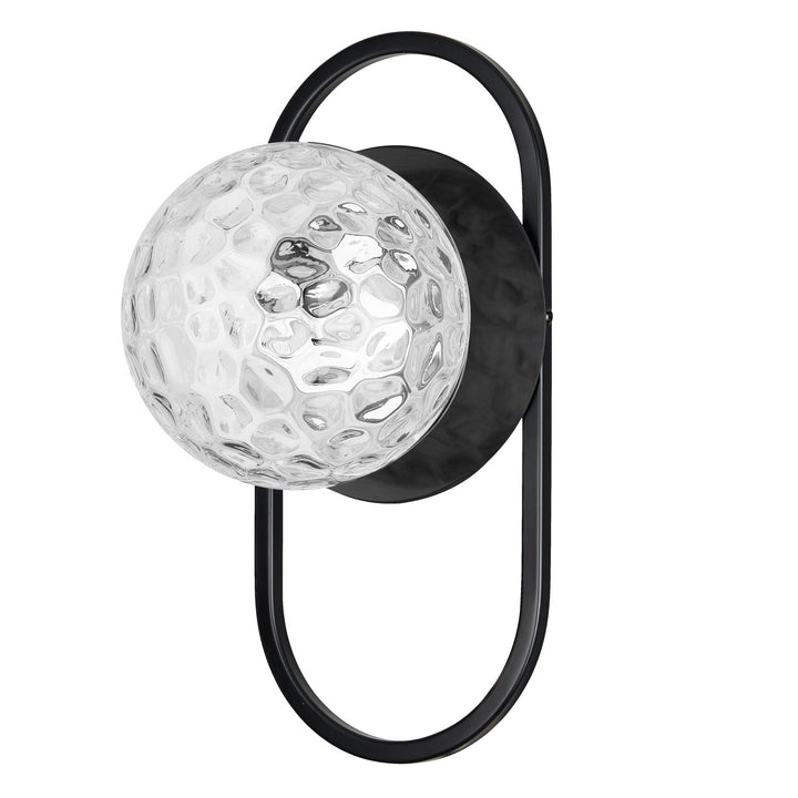 1 Light Matte Black Wall Sconce W/ Clear Hammered Glass by Dainolite