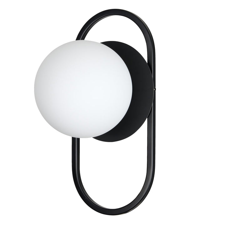 1 Light Matte Black Wall Sconce W/ Opal Glass by Dainolite