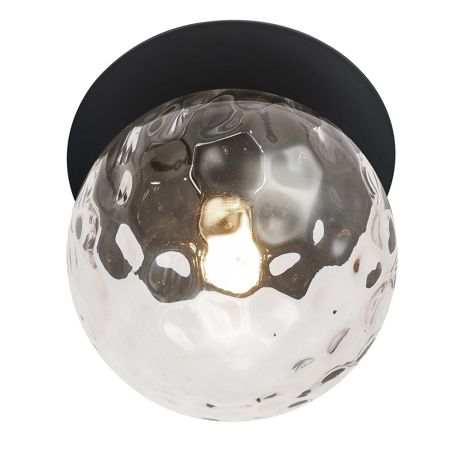 1 Light Matte Black Incandescent Wall Sconce With Hammered Glass Globe by Dainolite