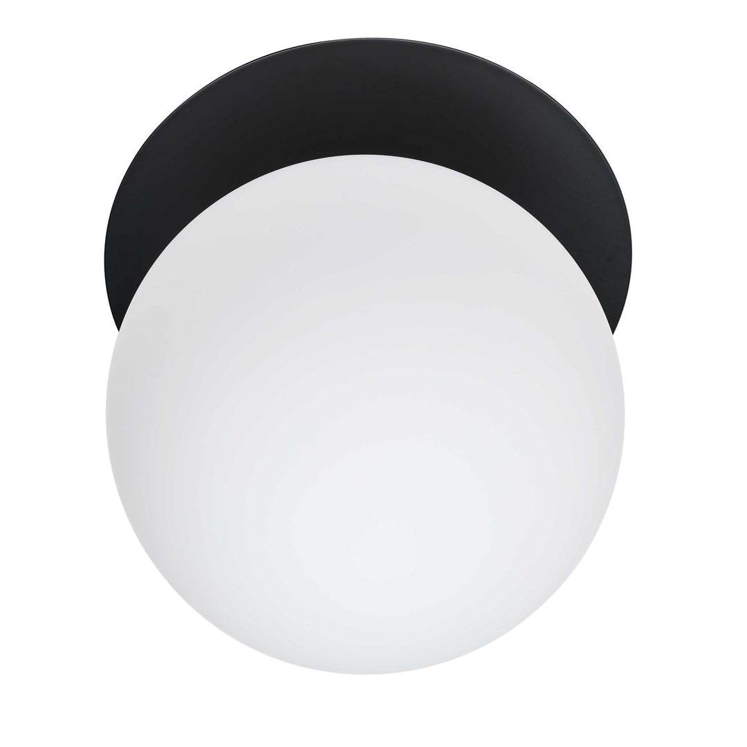 1 Light Matte Black Incandescent Wall Sconce With White Glass Globe by Dainolite