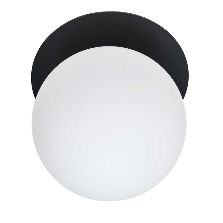1 Light Matte Black Incandescent Wall Sconce With White Glass Globe by Dainolite