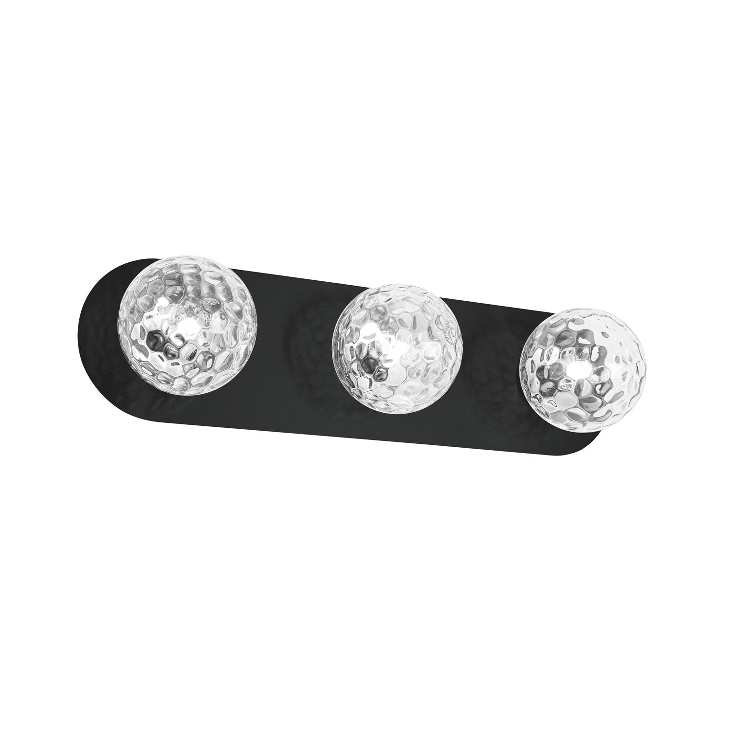 3 Light Vanity In Matte Black W/ Clear Hammered Glass by Dainolite