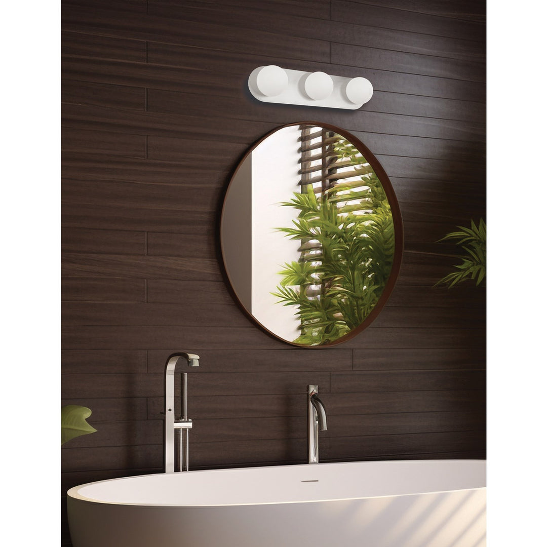 3 Light Vanity In Polished Chrome W/ White Opal Glass