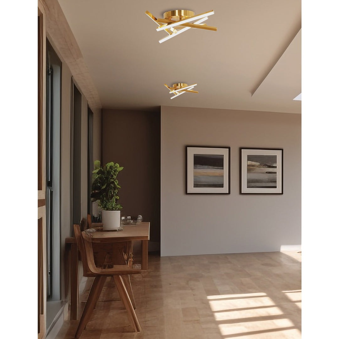 34W Flush Mount Aged Brass With White Silicone Diffuser