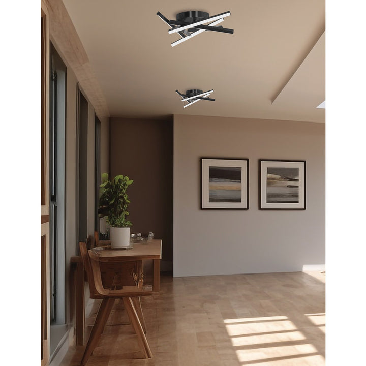 34W Flush Mount Matte Black With White Silicone Diffuser