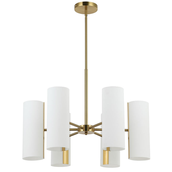 6 Light Aged Brass Chandelier W/ Opal Glass by Dainolite