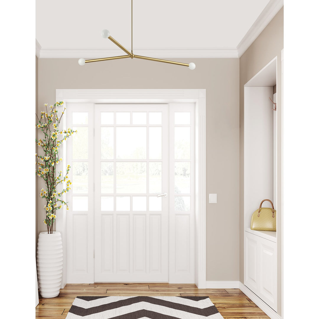 3 Light Incandescent Pendant Aged Brass