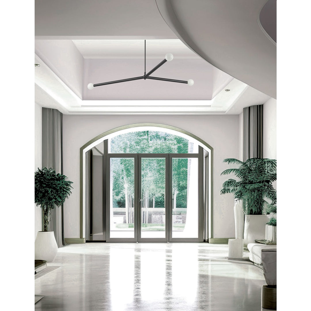 3 Light Incandescent Pendant Matte Black
