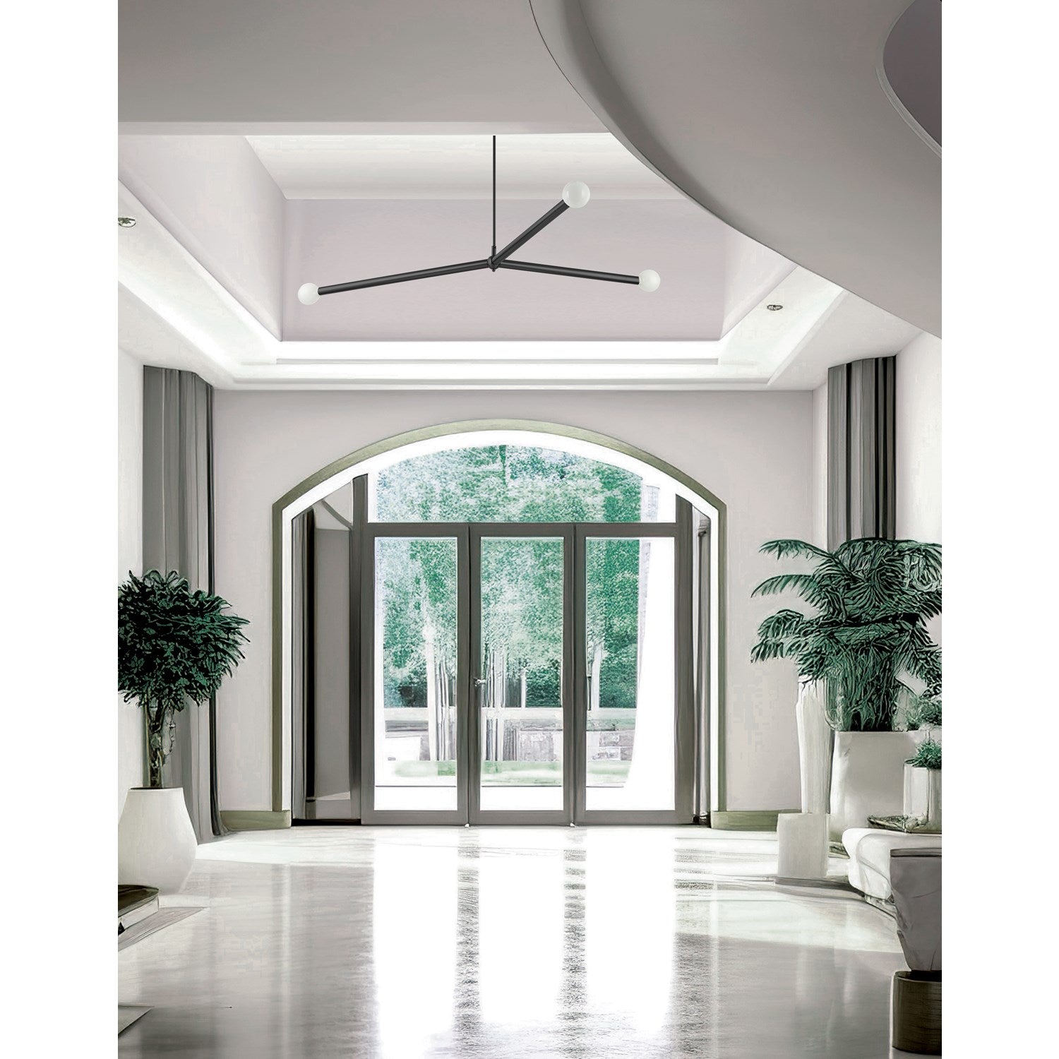 3 Light Incandescent Pendant Matte Black