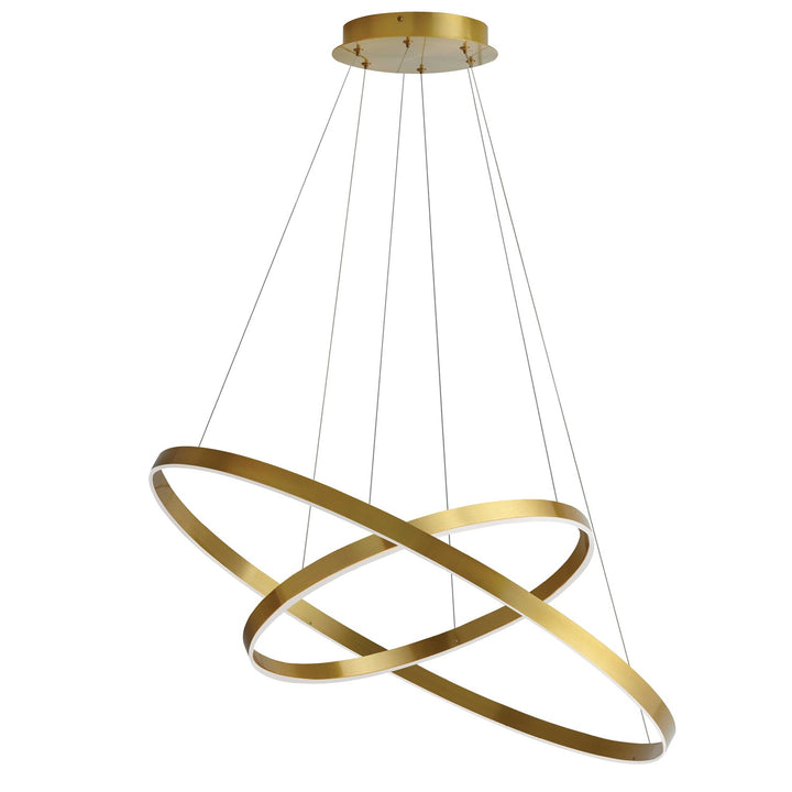 97W Chandelier, Aged Brass W/ White Acrylic Diffuser by Dainolite