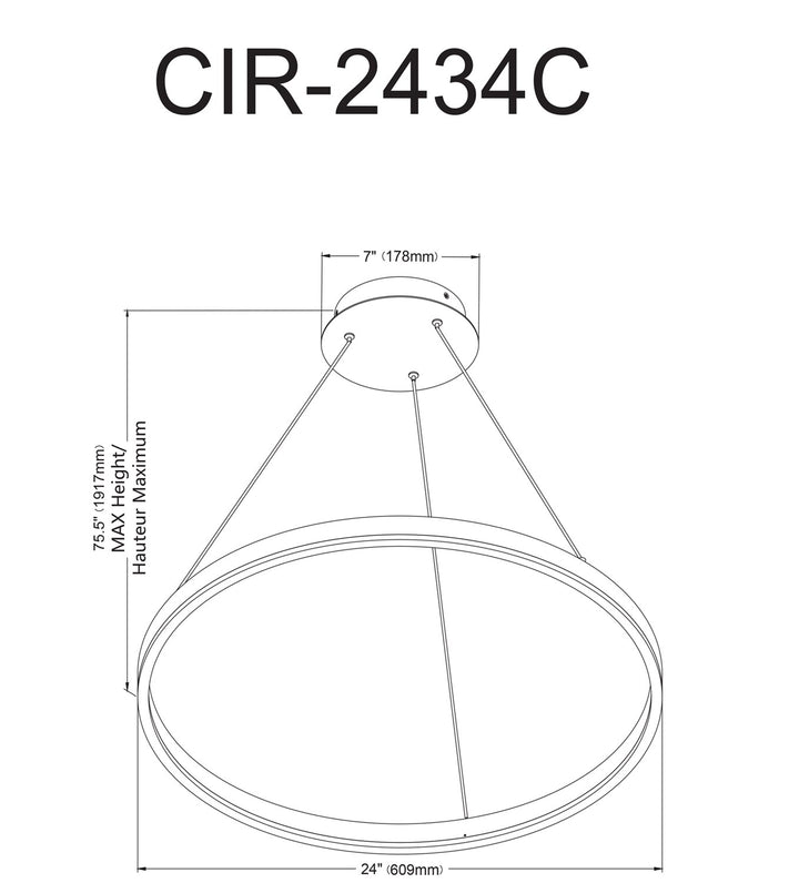 30W Colour Temperature Changing Chandelier, Matte Black