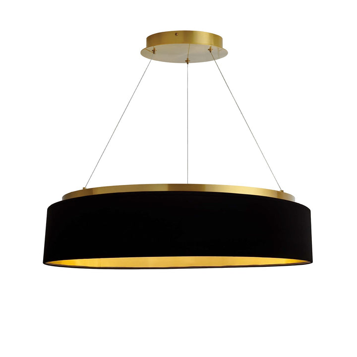 34W Chandelier, Aged Brass W/ Black Shade by Dainolite