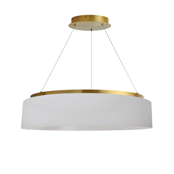 34W Chandelier, Aged Brass W/ White Shade by Dainolite