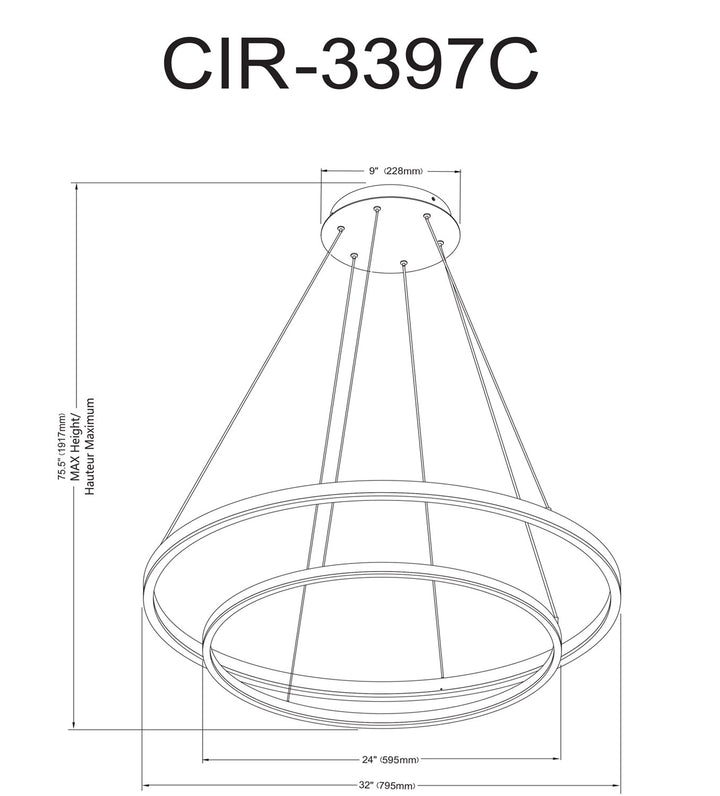 50W Colour Changing Temperature Chandelier, Silver With White Acrylic Diffuser