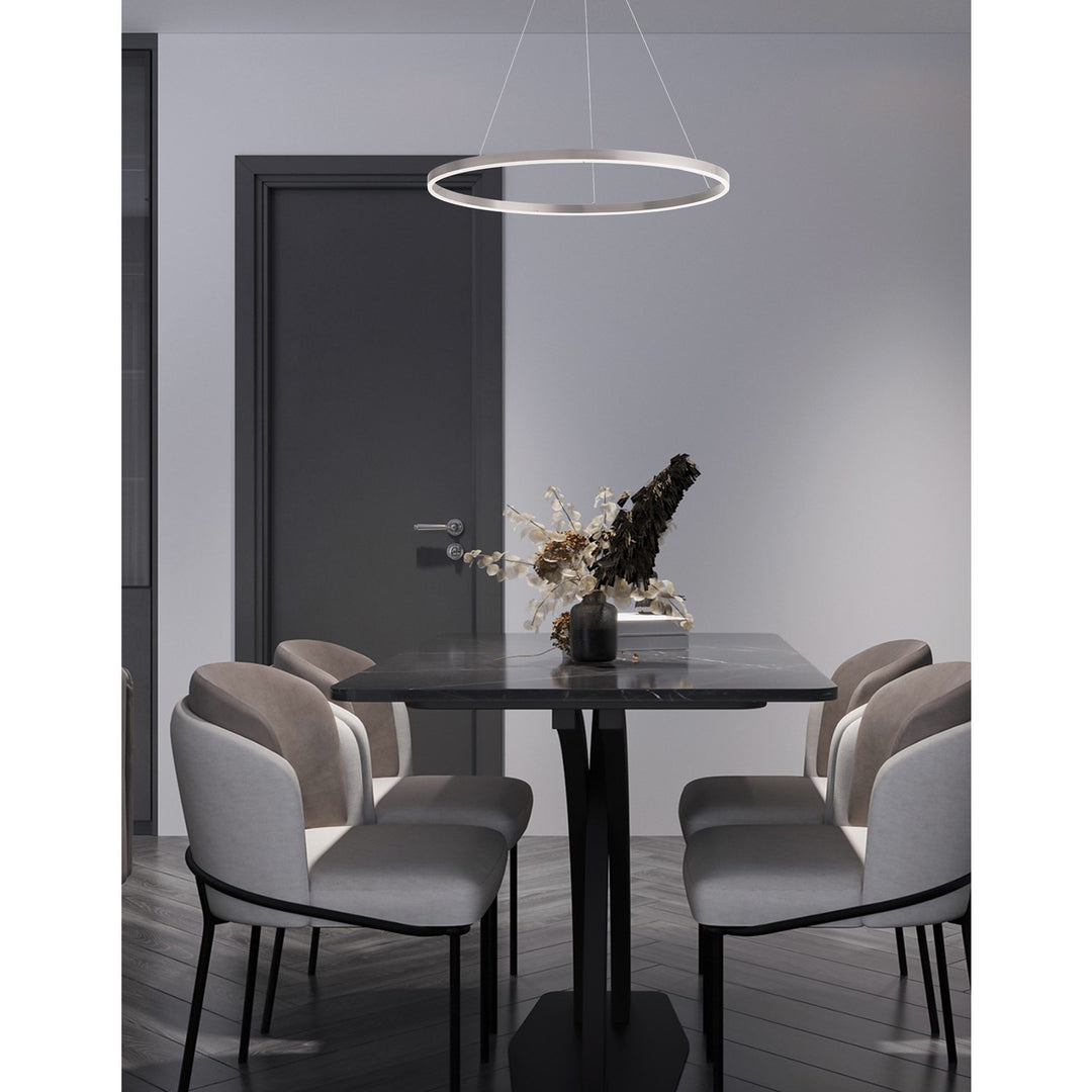 50W Colour Changing Temperature Chandelier, Silver With White Acrylic Diffuser