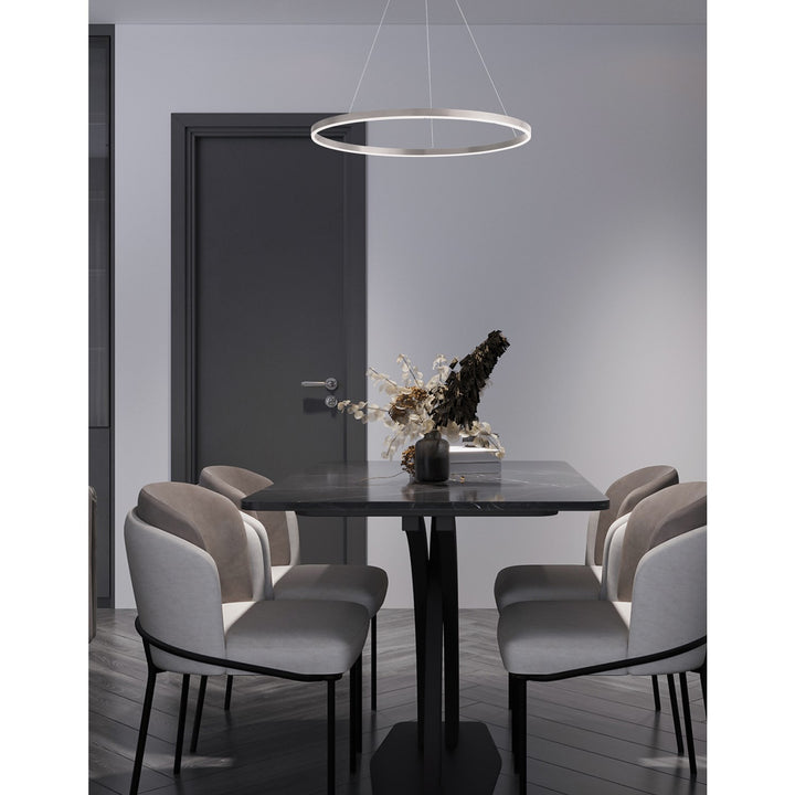 50W Colour Changing Temperature Chandelier, Silver With White Acrylic Diffuser