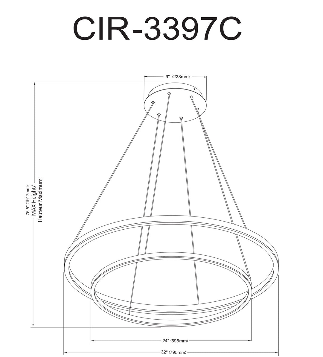 103W Colour Changing Temperature Chandelier, Aged Brass